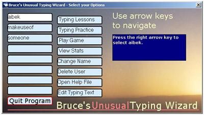 Bruce Touch Typing interface
