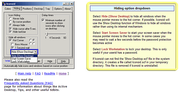 hide desktop icons in windows