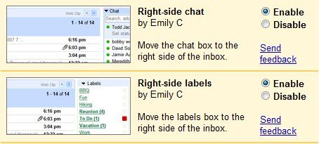 Move Labels and Chat to the Right