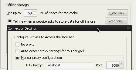 Firefox Proxy Setup and Cache Size