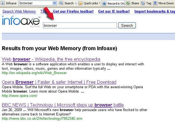 Infoaxe - record browser activity