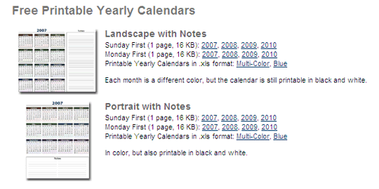 vertex - calendar templates