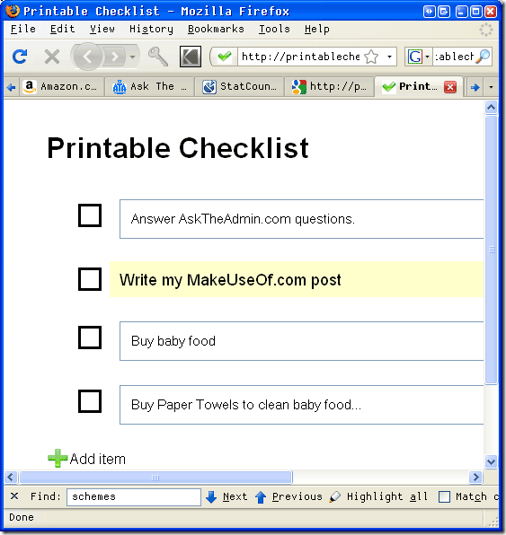 online checklist