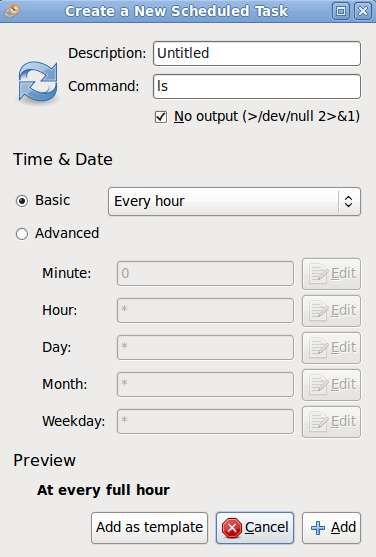 gnome schedule recurrent mode