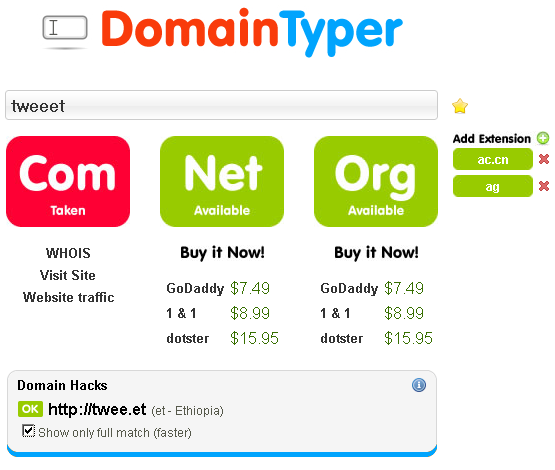 instant domain search tool
