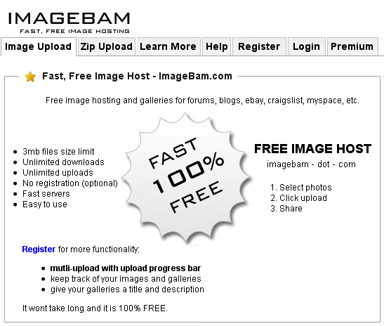 ImageBam: Unlimited Image Upload & Hosting Site