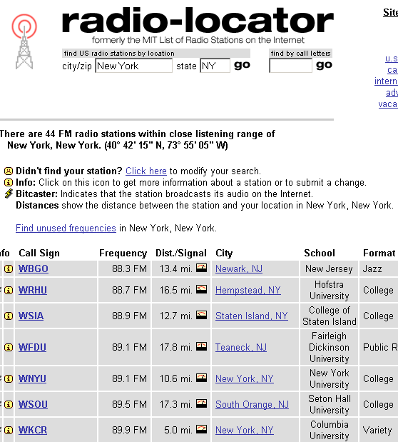 locate radio stations