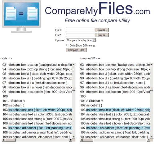 compare two text files