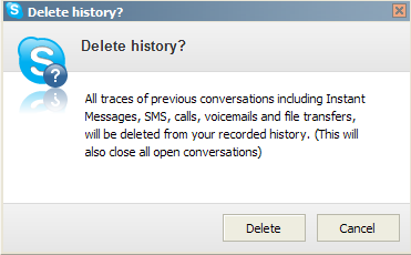 Delete History and Cookies in Skype