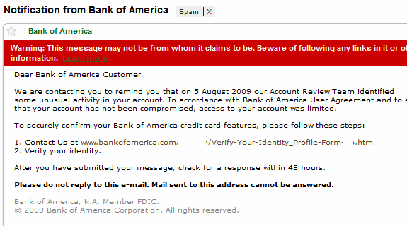 email credit card scams