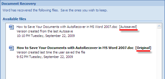 how do i turn on autosave in word 2007