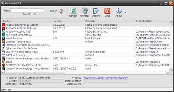 KUinstall - software uninstaller