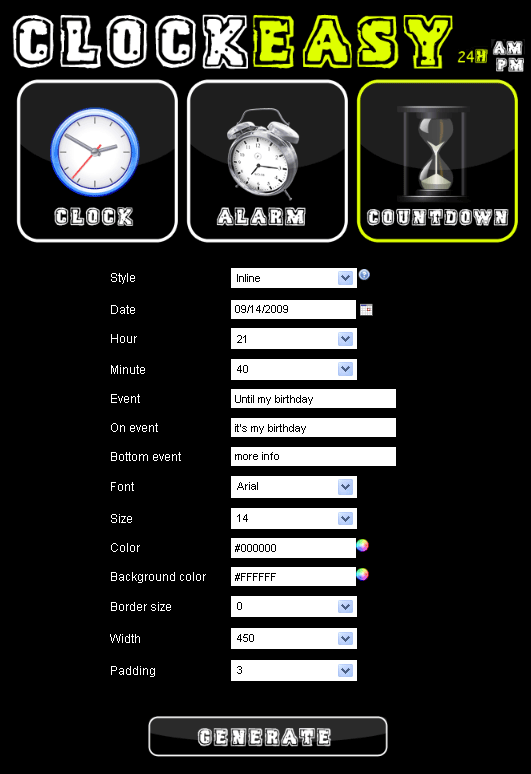 countdown timer widget