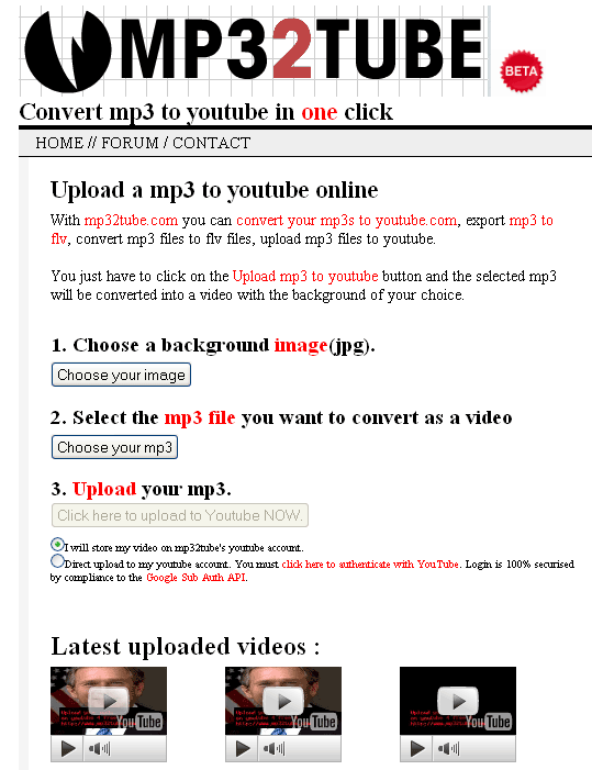 upload mp3 to youtube