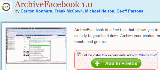 ArchiveFacebook Addon