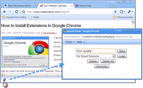 Session-Saver extension for google chrome