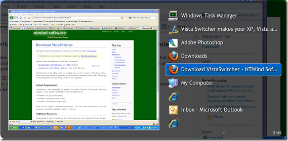 Vista Switcher - Replace Windows' Alt-Tab With Something Cooler