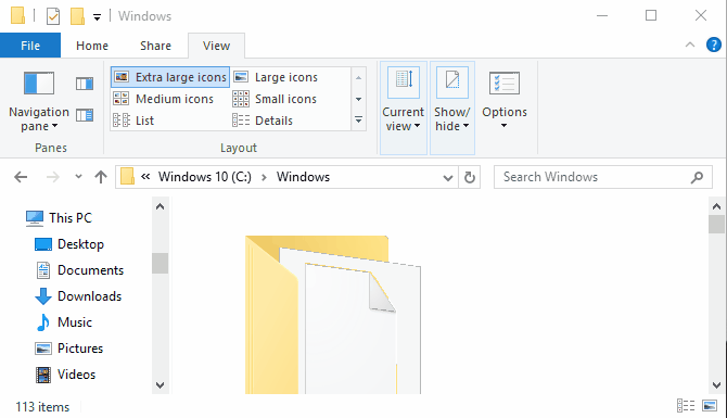 Zoom in File Explorer on Windows