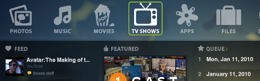 boxee main page
