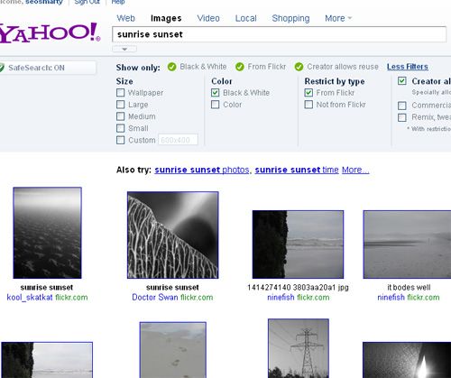 black and white image search