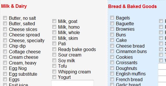 grocery lists to print