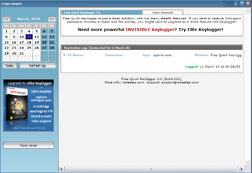 Free Keylogger Full-Screen