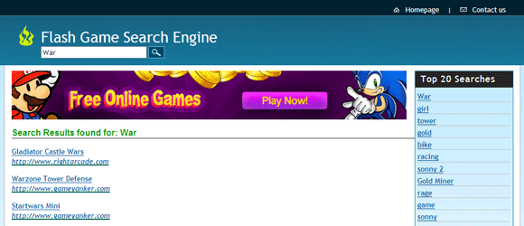 search engine for online games