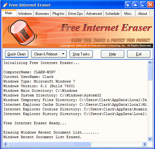 erase internet history computer