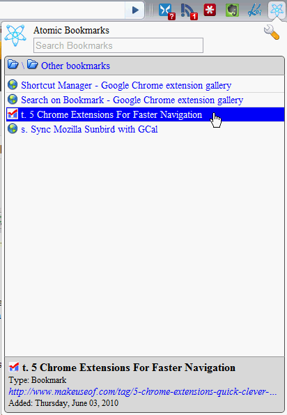 search chrome bookmarks