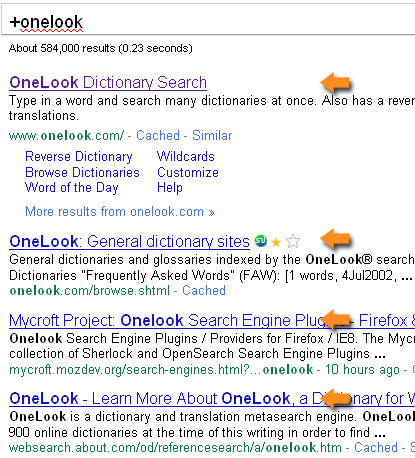Google search operator: +