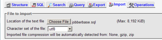 Jobberbase MySQL import