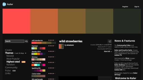 web color palette