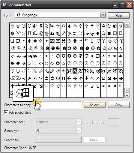 windows character map
