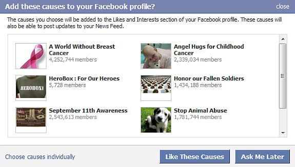 facebook causes