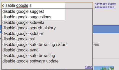 Disable Google Suggest