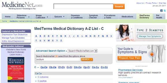 free online medical dictionary
