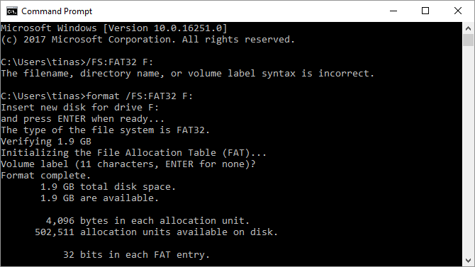 format for windows and mac msdos fat failed