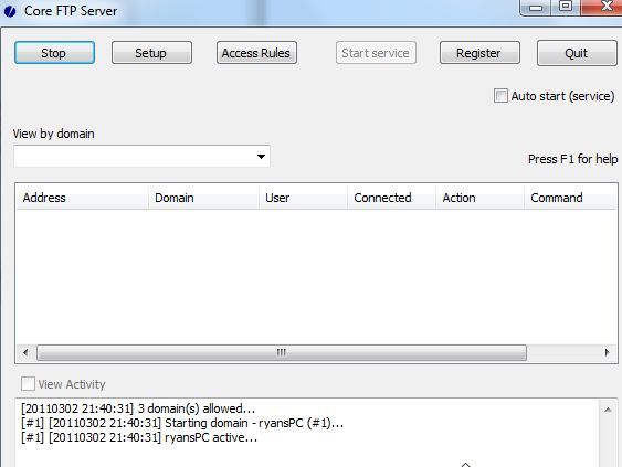 core ftp server screenshot