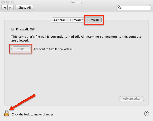 enable firewall mac