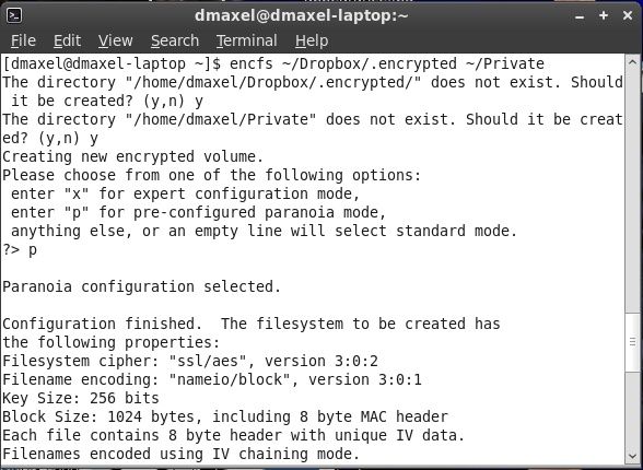 encrypt dropbox data