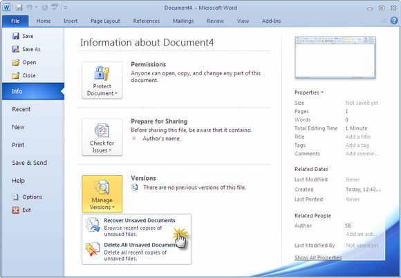 recover an unsaved word document in word for mac 2011
