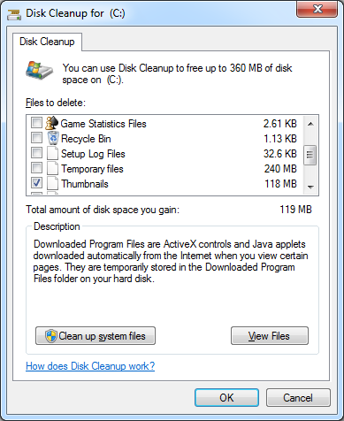 clean windows 7 files