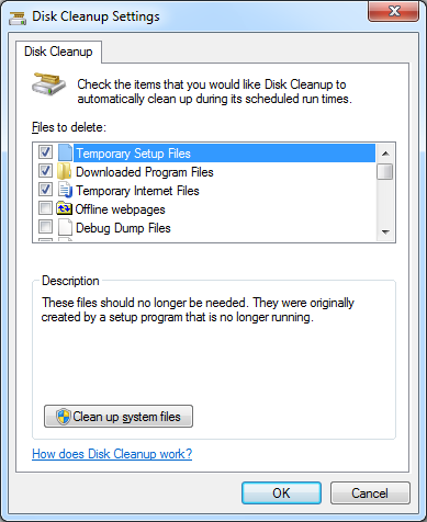 customized disk cleanup