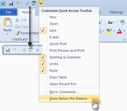 office quick access toolbar