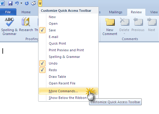 customize office toolbar
