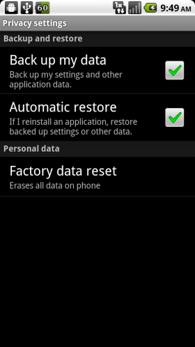 reset android to factory settings