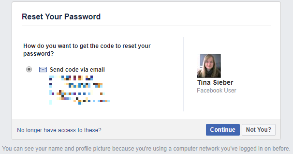 Facebook Сбросить пароль