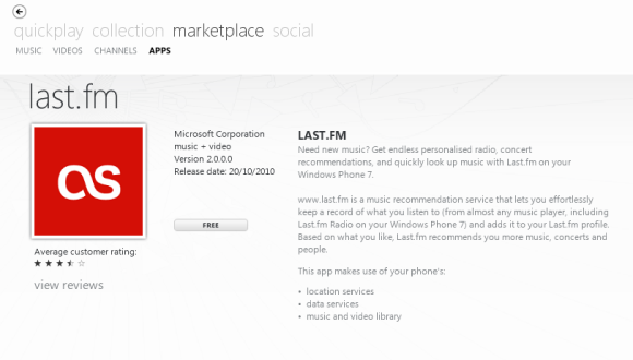 Install last.fm on Windows Phone