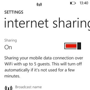 Internet sharing on Windows Phone