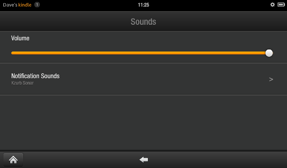 Controlling volume on the Kindle Fire